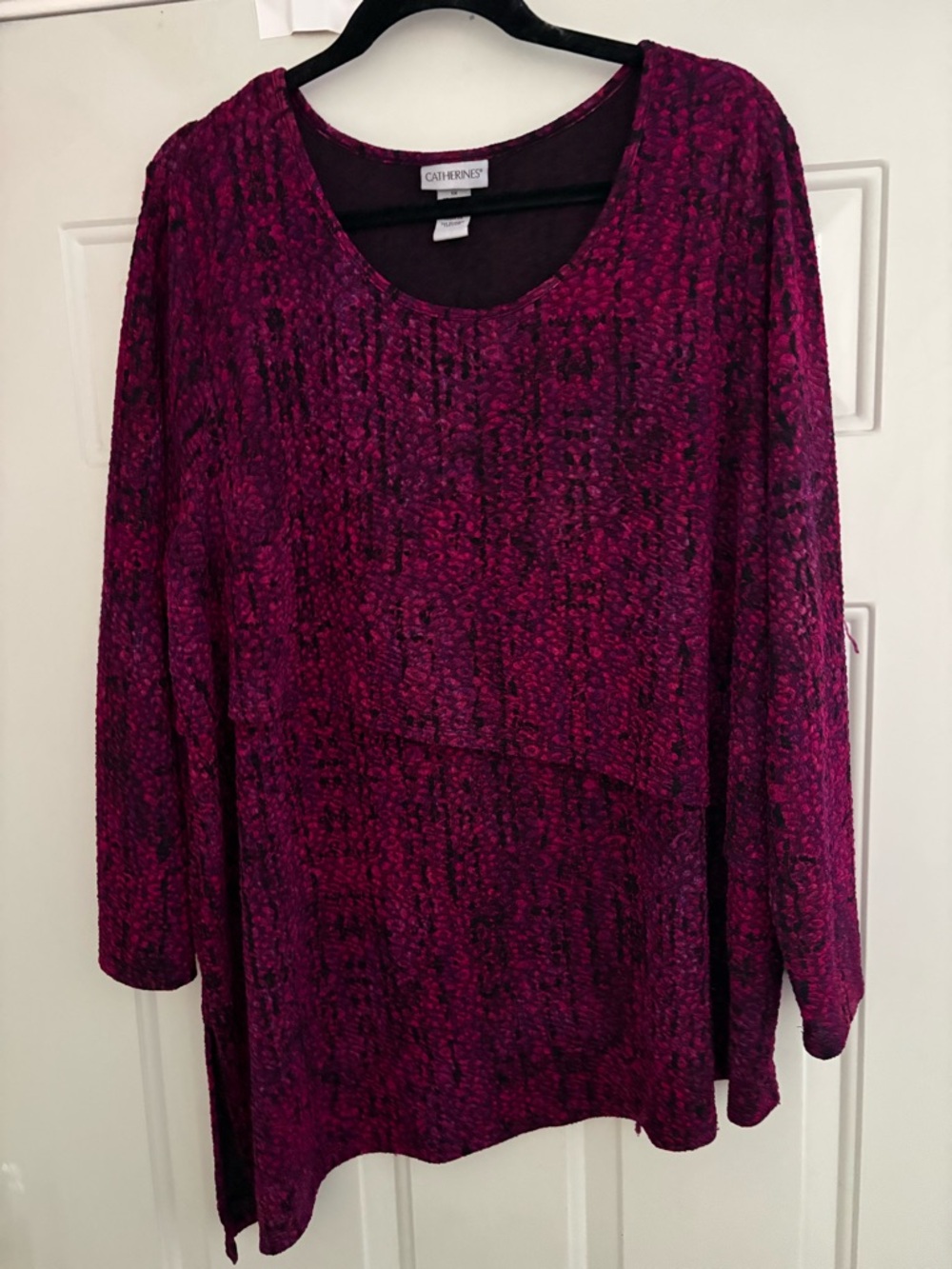 Catherines Deep Magenta Knit Layered Tunic